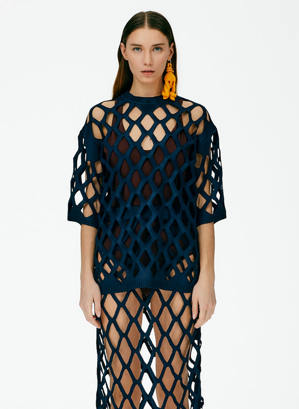 Fishnet Macrame Oversized T-Shirt