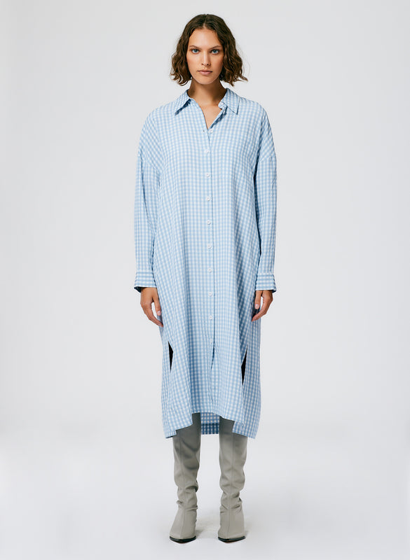 Viscose Gingham Shirtdress