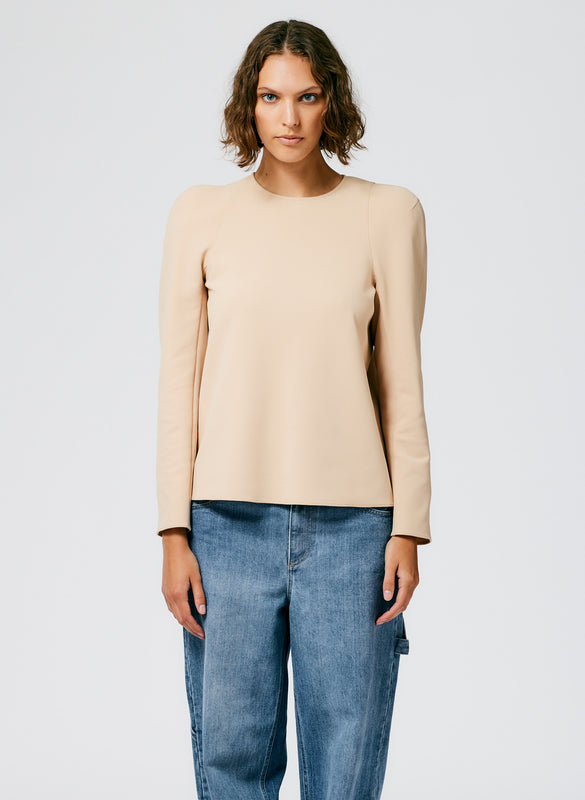 Structured Crepe Sculpted Shoulder Top