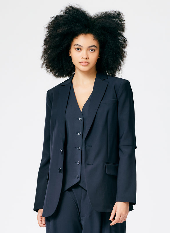 Tropical Wool Cutout Sleeve Marlon Blazer