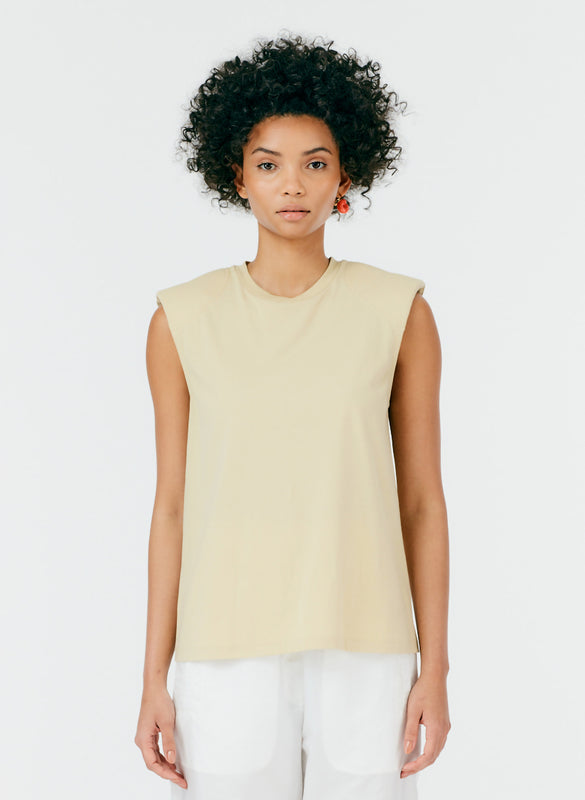 Padded Shoulder Sleeveless Top