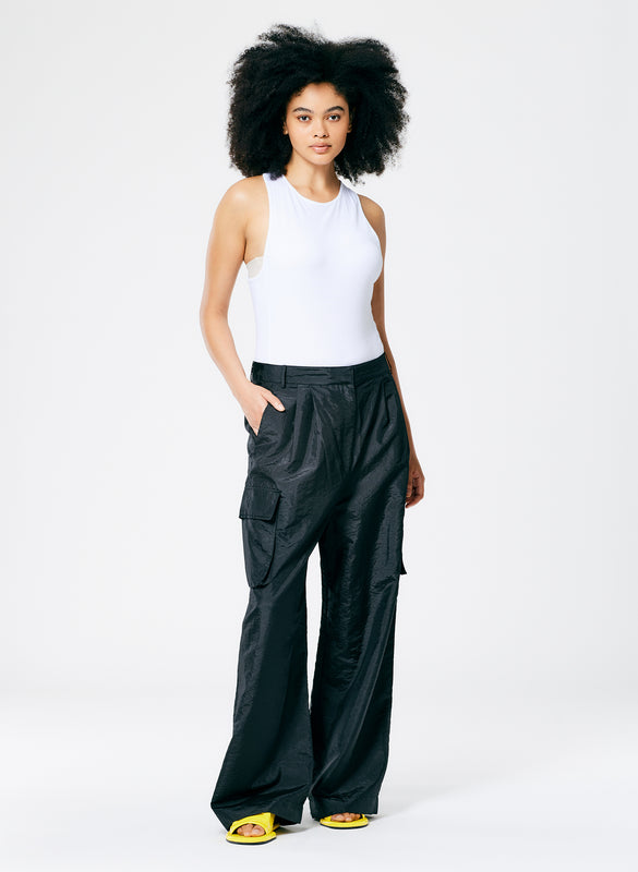 Stella Crispy Nylon Pleated Cargo Pant