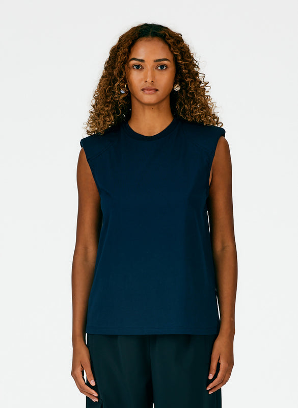 Padded Shoulder Sleeveless Top