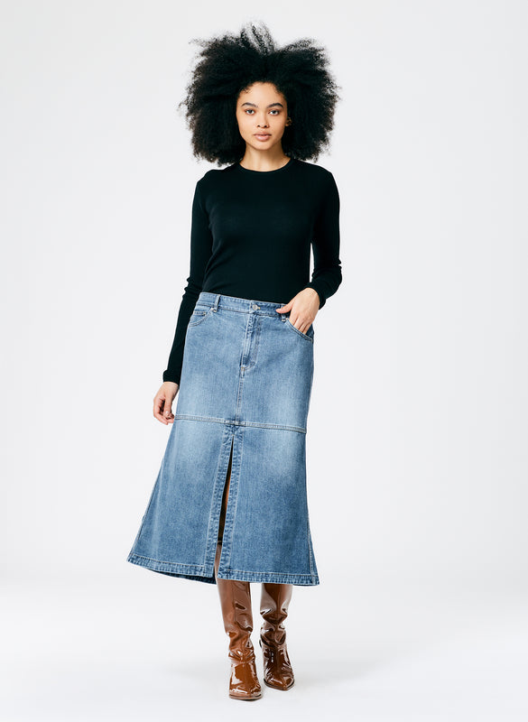 Classic Wash Denim Skirt