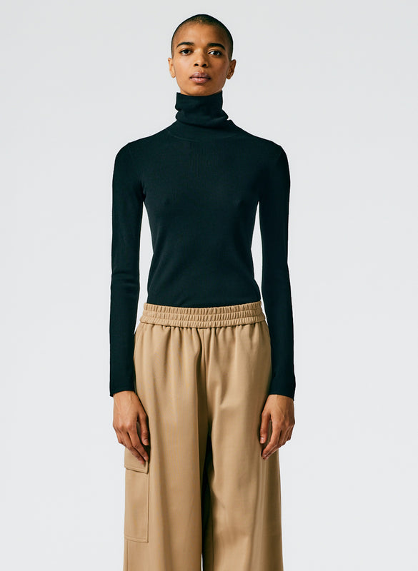 Featherweight Ribbed Sweater Turtleneck Pullover