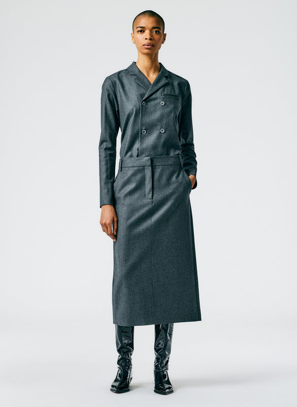 Superfine Wool Midi Trouser Skirt