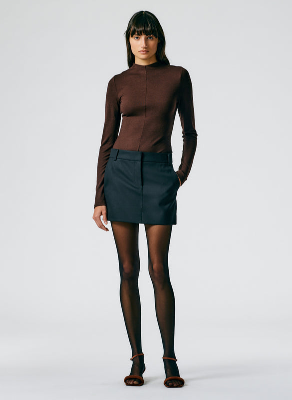 Heavy Wool Plainweave Mini Trouser Skirt