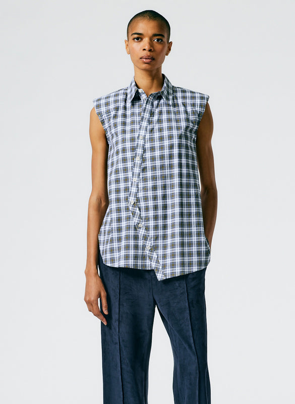 Reynolds Plaid Sleeveless Shouldpad Shirt