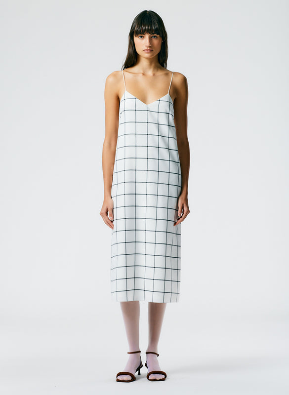 Windowpane Techy Twill Slip Dress