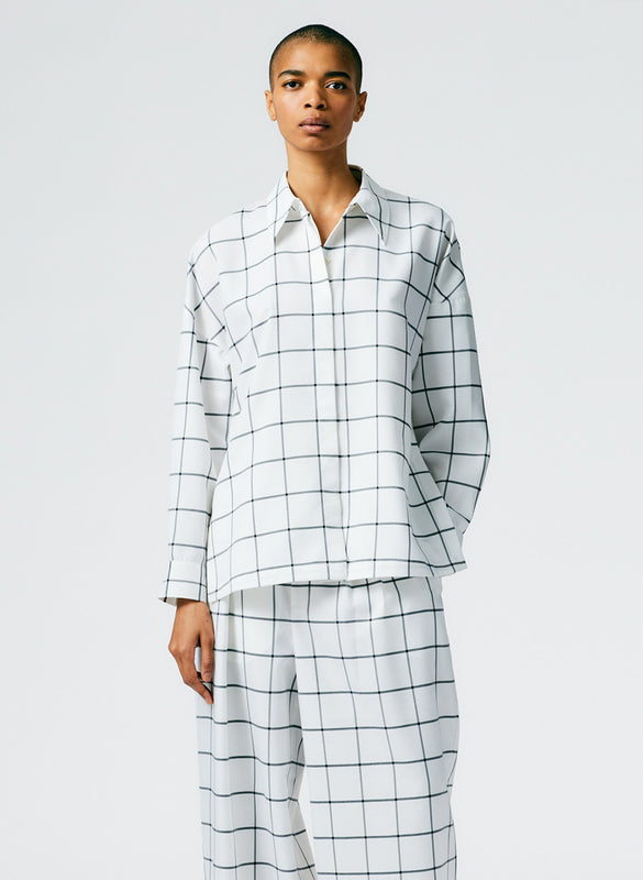 Windowpane Techy Twill Oversized Gabe Shirt