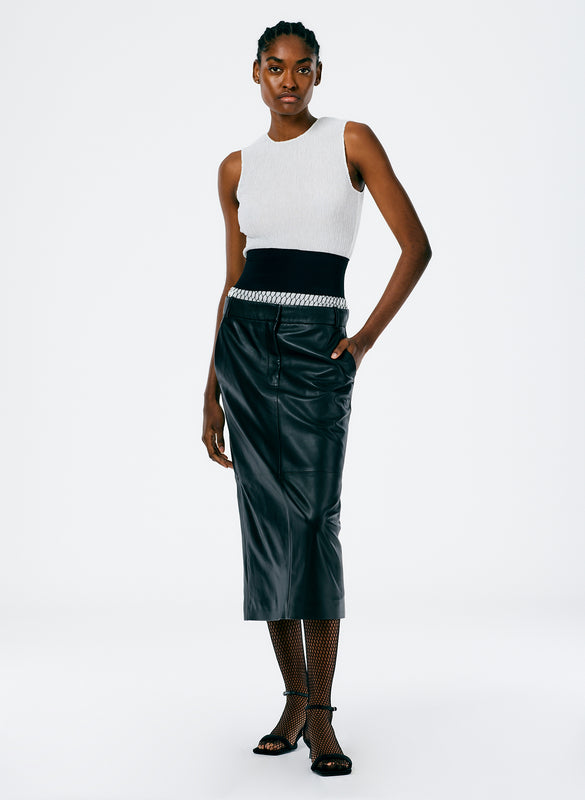 Leather Midi Trouser Skirt