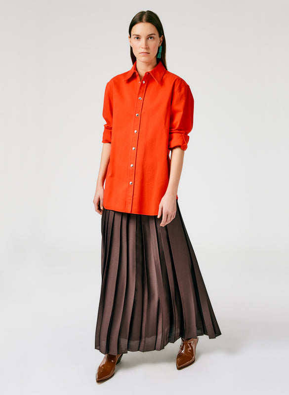 Feather Weight Pleated Pull On Maxi Skirt