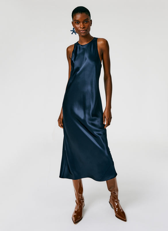 Heavy Satin Midi Bias Dress