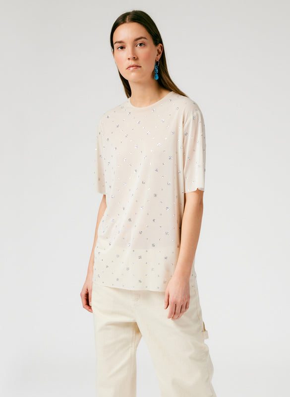 Sheer Metallic Speckle Easy T-Shirt