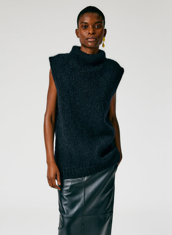 Claude Mohair Cocoon Funnelneck Vest