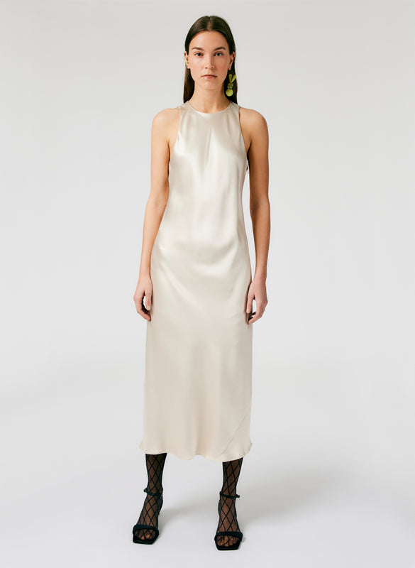 Heavy Satin Midi Bias Dress