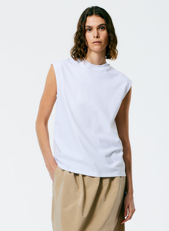 Mock Neck Sleeveless T-Shirt