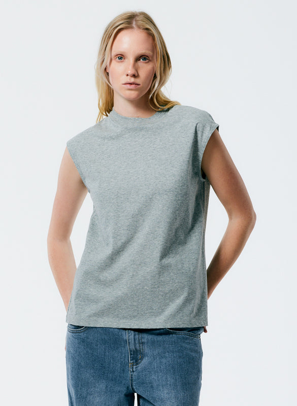 Mock Neck Sleeveless T-Shirt