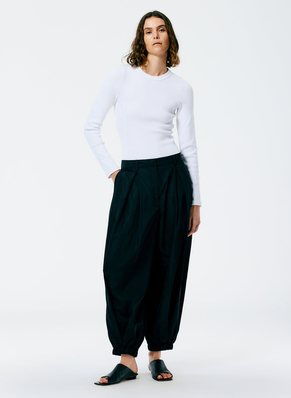 Italian Sporty Nylon Eden Pleated Balloon Pant - Long