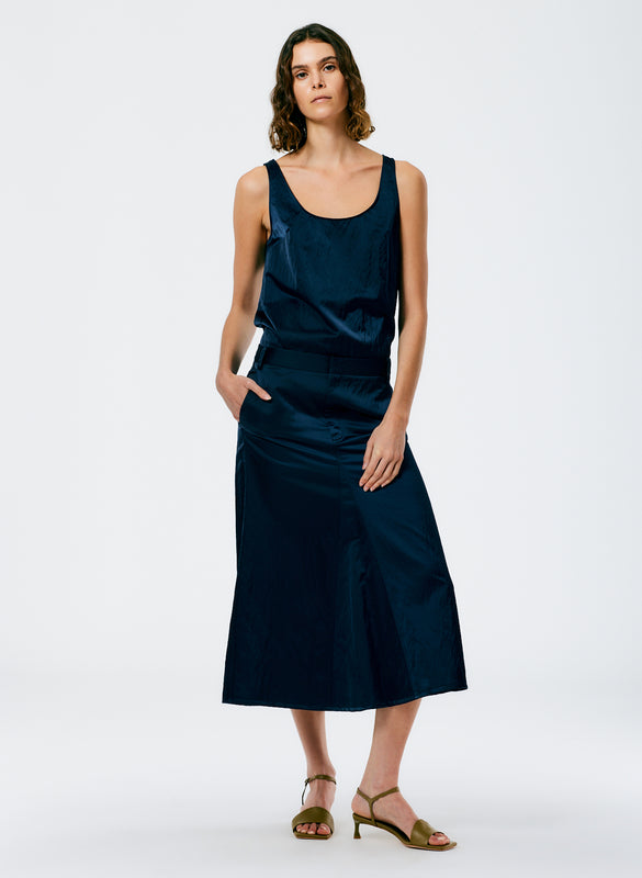 Luxe Eco Satin Godet Midi Skirt