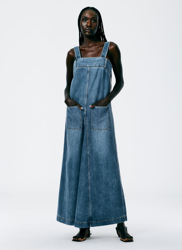 Classic Wash Denim Overall Dress