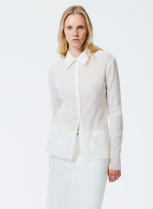 Crepe Gauze Long Sleeve Lean Shirt