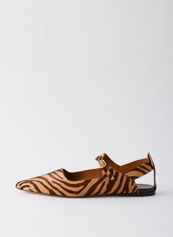 White Pony Zebra Print Rudolph Sandal